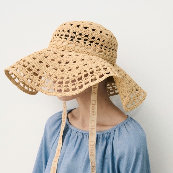 CHLOÉ Capeline Hat In Raffia - Picture 3 of 5